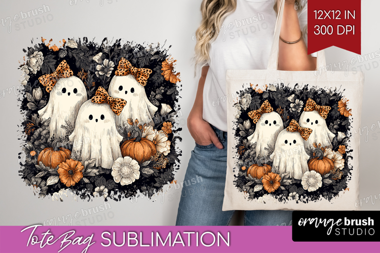 Cute Ghost Tote Bag - Spooky Halloween Tote Bag PNG