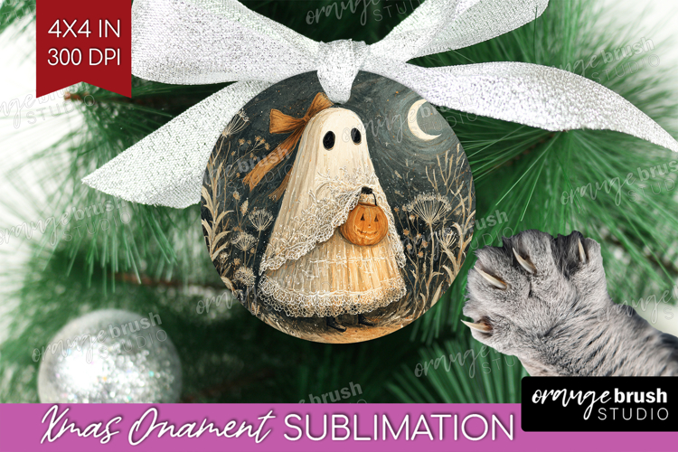 Cute Ghost Ornament PNG - Spooky Halloween PNG Sublimation