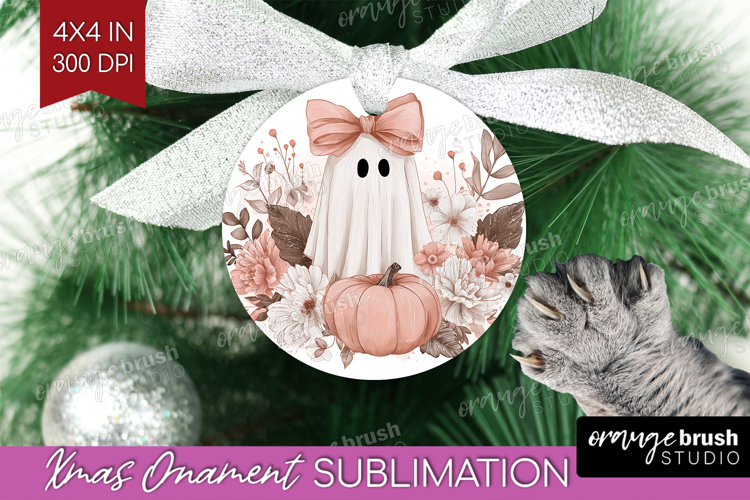 Cute Ghost Ornament PNG - Spooky Halloween PNG Sublimation