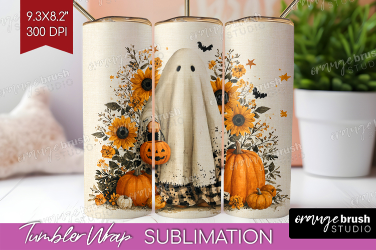 Ghost Halloween Tumbler Wrap Spooky Season Tumbler PNG
