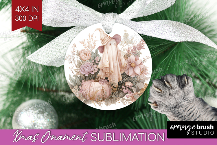 Cute Ghost Ornament PNG - Spooky Halloween PNG Sublimation