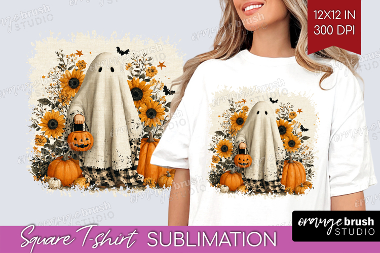 Ghost Halloween Square Tshirt Background Spooky Season PNG