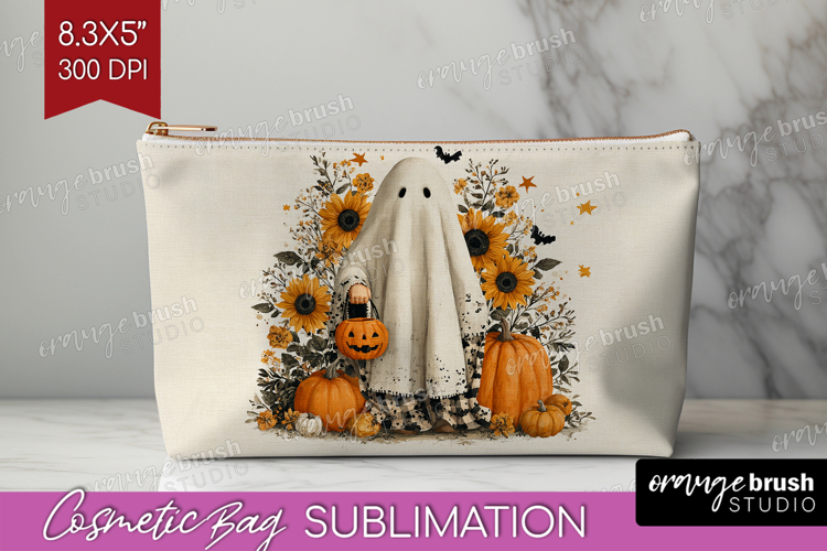 Ghost Halloween Cosmetic Bag Spooky Season Makeup Bag PNG