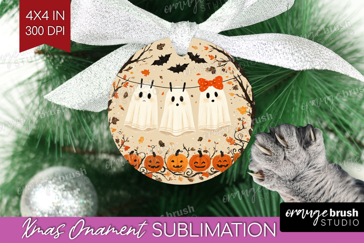 Cute Ghost Ornament PNG - Spooky Halloween PNG Sublimation