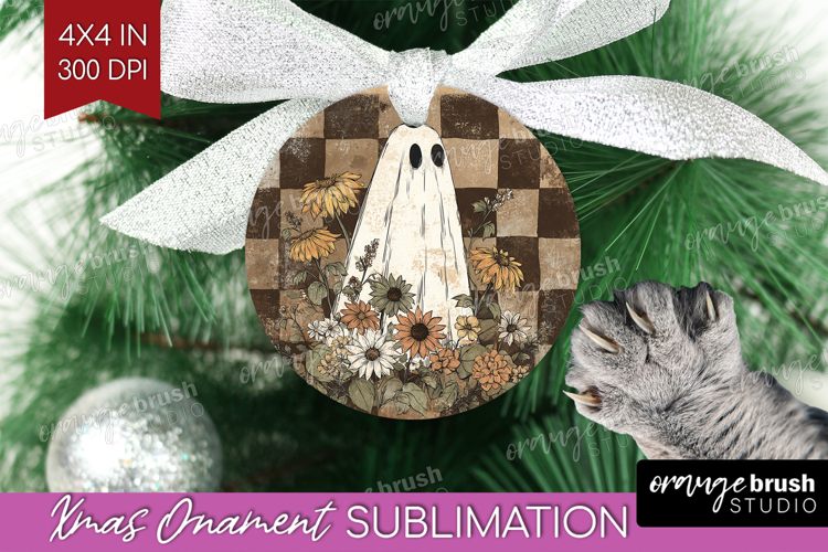 Cute Ghost Ornament PNG - Spooky Halloween PNG Sublimation