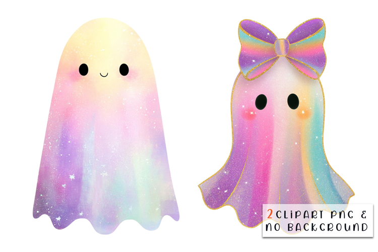 Iridescent Ghost PNG | Glitter Coquette Halloween Clipart