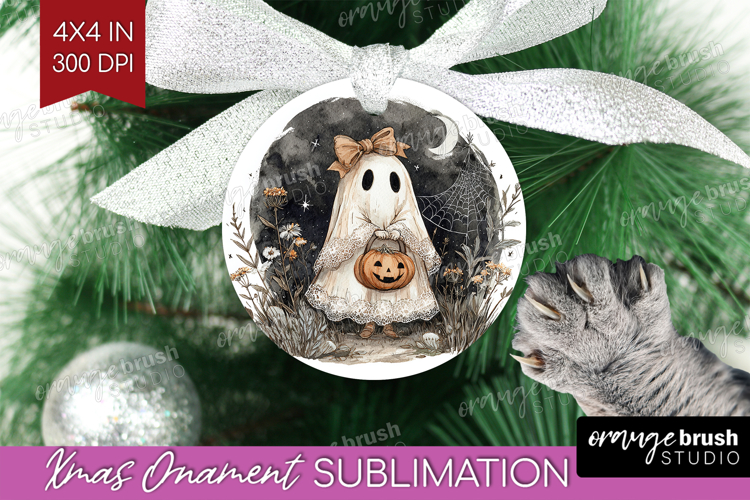 Cute Ghost Ornament PNG - Spooky Halloween PNG Sublimation