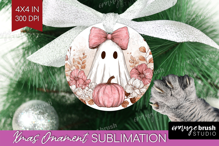 Cute Ghost Ornament PNG - Spooky Halloween PNG Sublimation