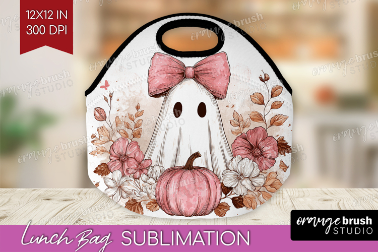 Cute Ghost Lunch Bag - Spooky Halloween Lunch Bug PNG