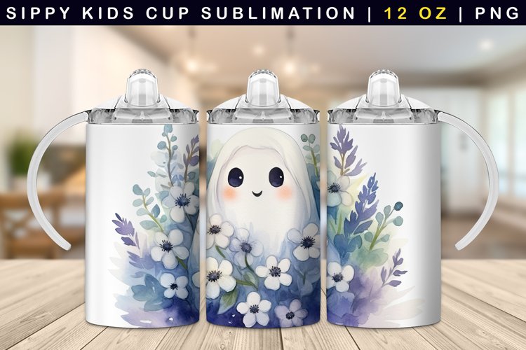 Cute Ghost Sippy Cup Sublimation | 12oz Sippy Tumbler