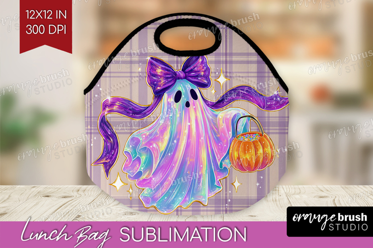 Cute Ghost Lunch Bag - Spooky Halloween Lunch Bug PNG