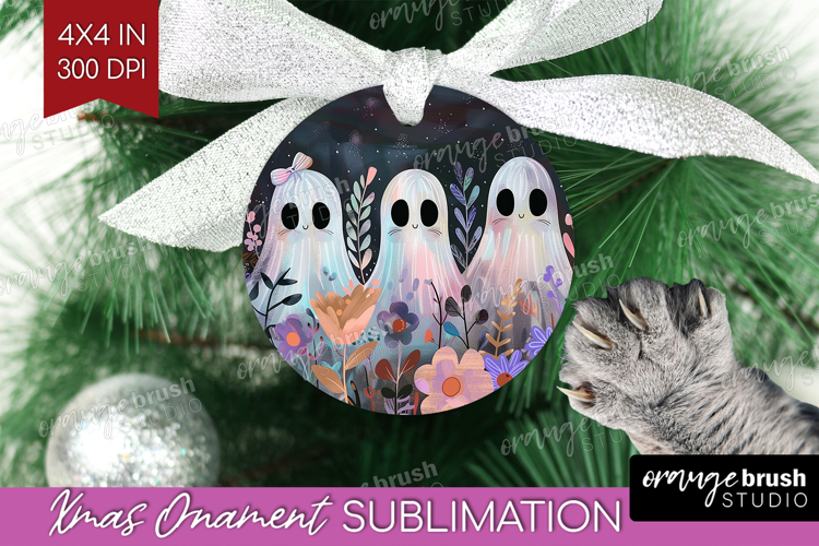 Cute Ghost Ornament PNG - Spooky Halloween PNG Sublimation