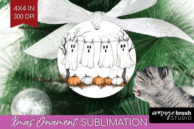 Cute Ghost Ornament PNG - Spooky Halloween PNG Sublimation