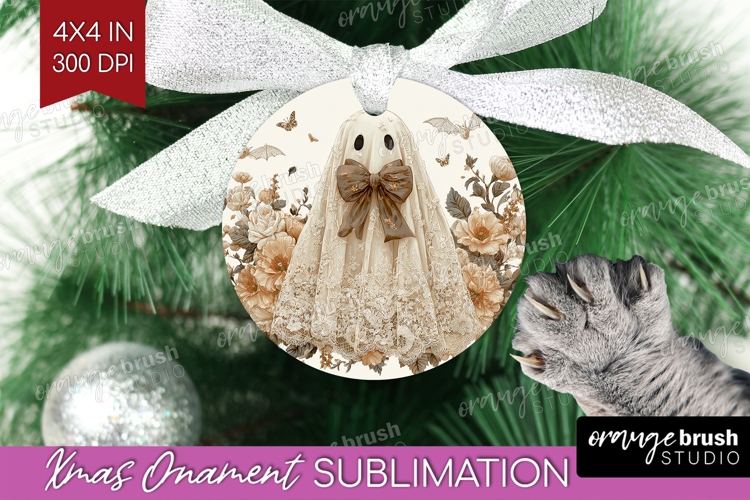 Cute Ghost Ornament PNG - Spooky Halloween PNG Sublimation