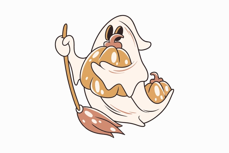 Pumpkin Ghost Cartoon Halloween T-shirt