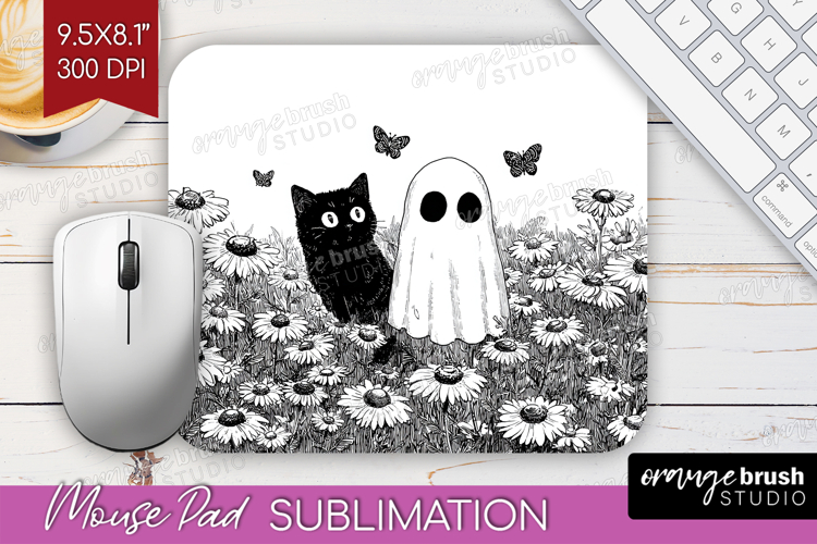 Cute Ghost Mouse Pad Sublimation - Spooky Halloween Mousepad
