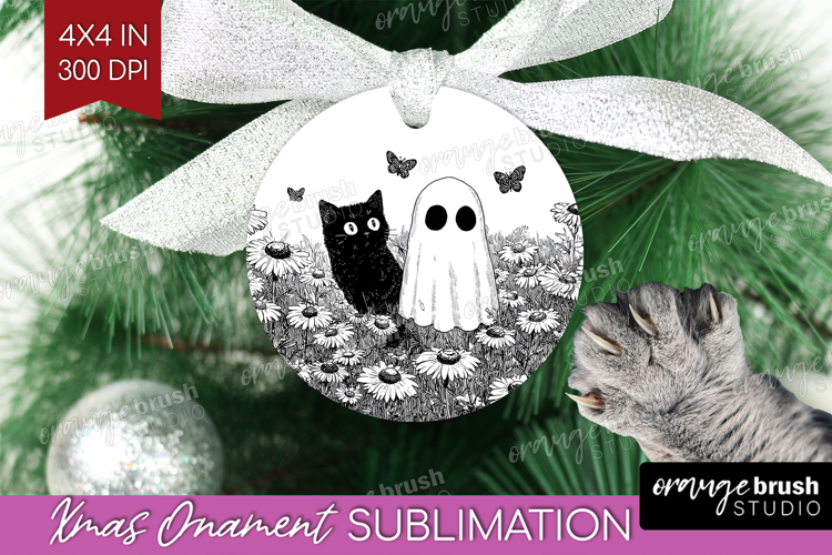 Cute Ghost Ornament PNG - Spooky Halloween PNG Sublimation