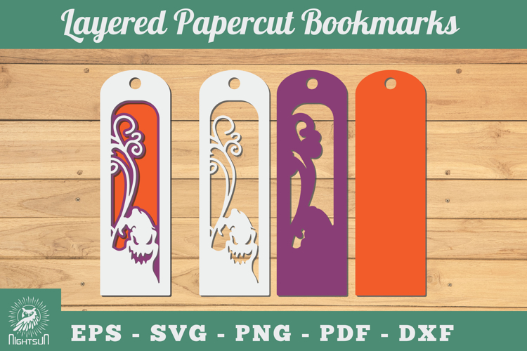 Ghost 3D Papercut Bookmarks SVG