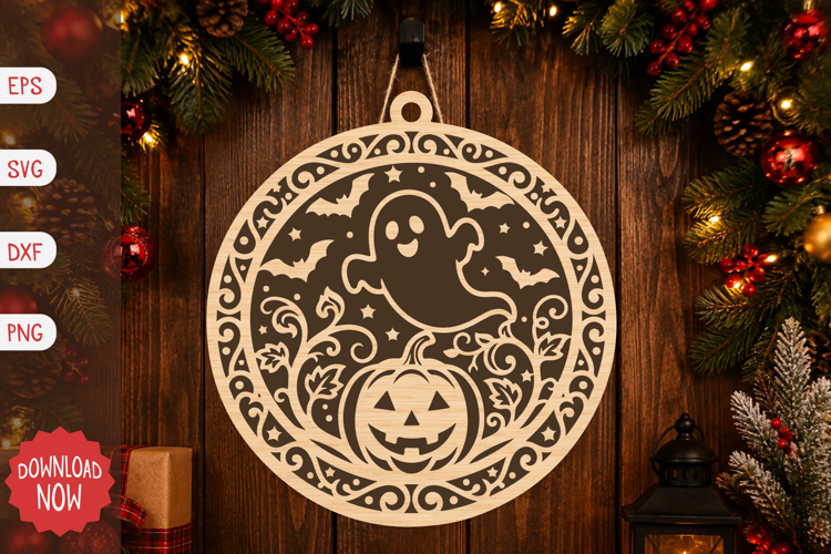 Ghost and Jack-o-Lantern Ornament SVG