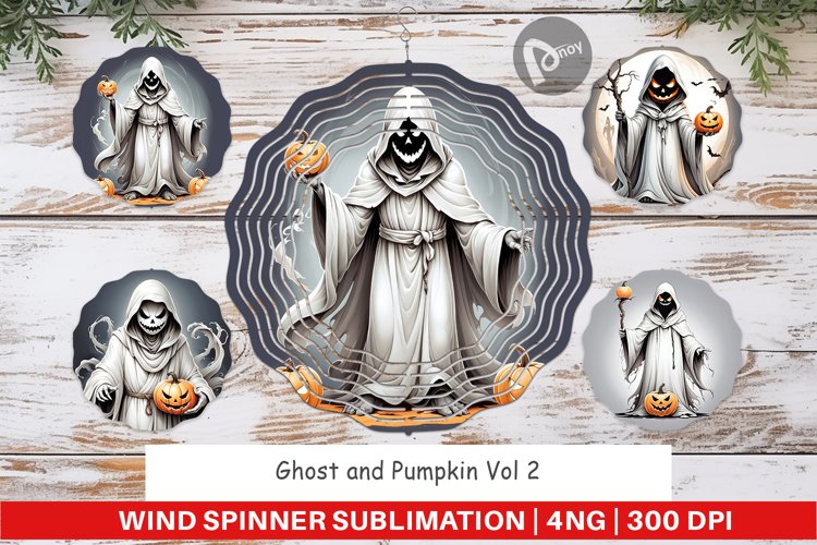 Wind Spinner Ghost and Pumpkin
