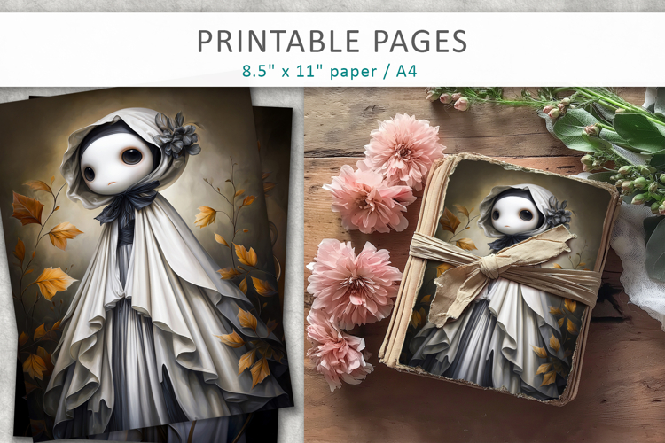 cute ghost illustrations, Halloween papers