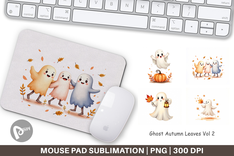 Mouse Pad Watercolor Ghost Autumn Leaves