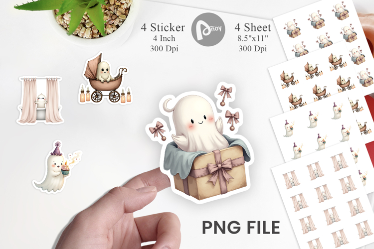 Ghost Baby Shower Sticker
