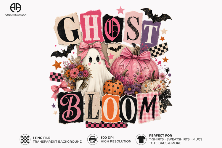 Ghost Bloom Pumpkin PNG - Cute Halloween Design