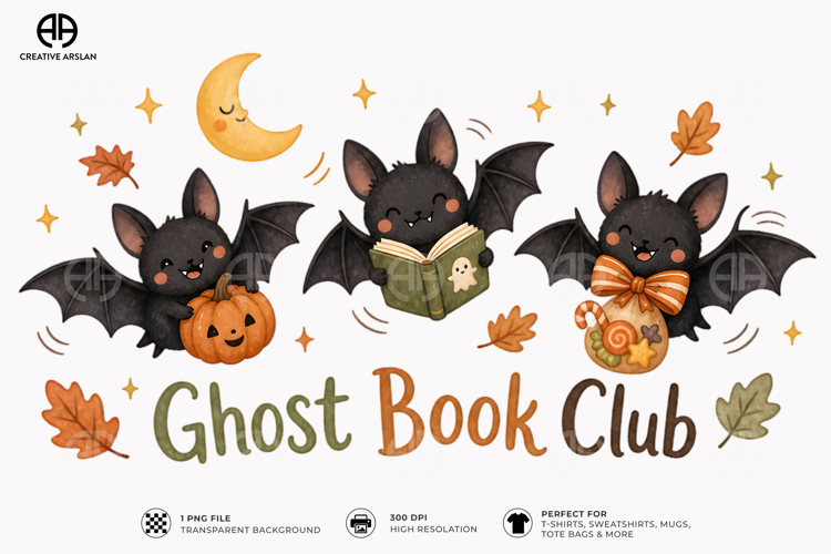 Ghost Book Club PNG Book Lover Halloween T-Shirt Design