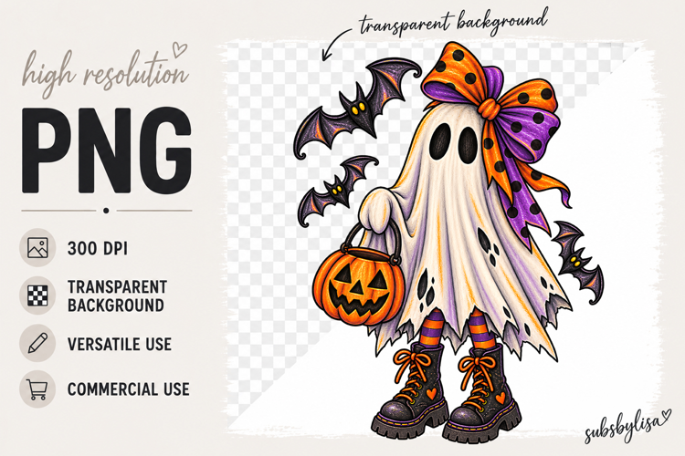Ghost Halloween Bow Clipart PNG Design