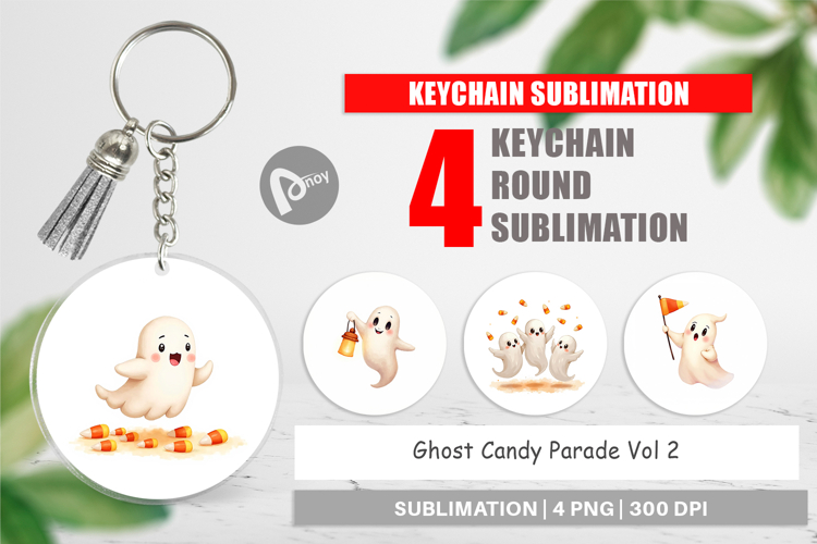 Keychain Watercolor Ghost Candy Parade