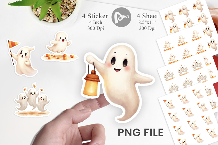 Sticker Watercolor Ghost Candy Parade