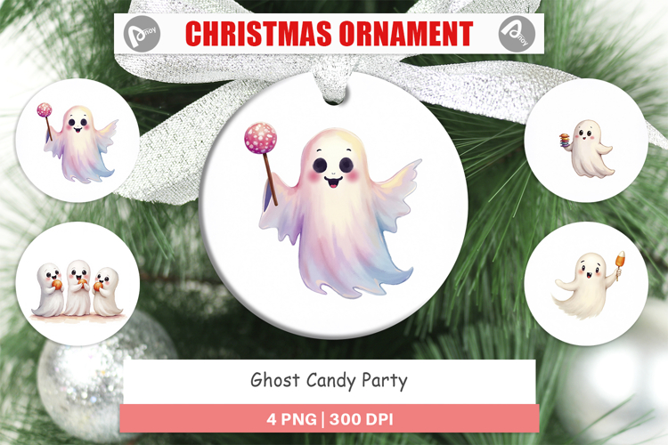 Ornament Watercolor Ghost Candy Party