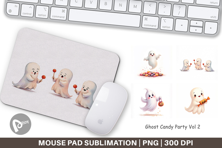 Mouse Pad Watercolor Ghost Candy Party