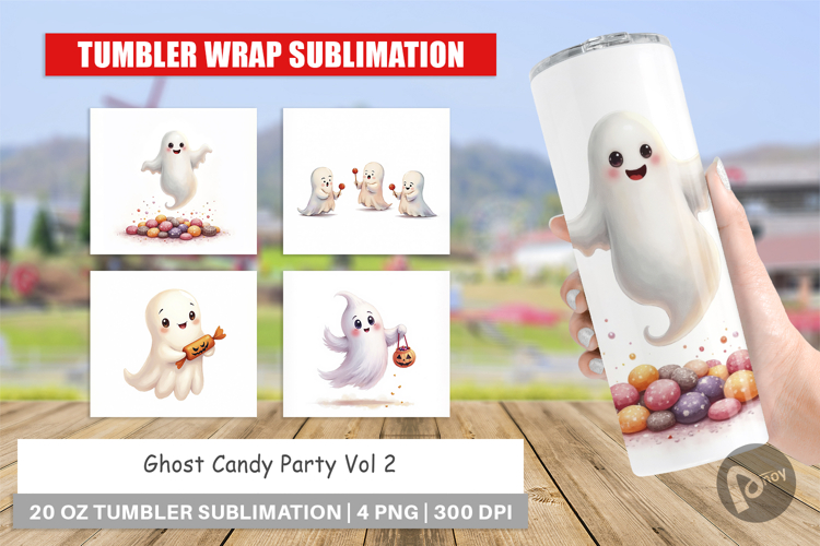 Tumbler Watercolor Ghost Candy Party