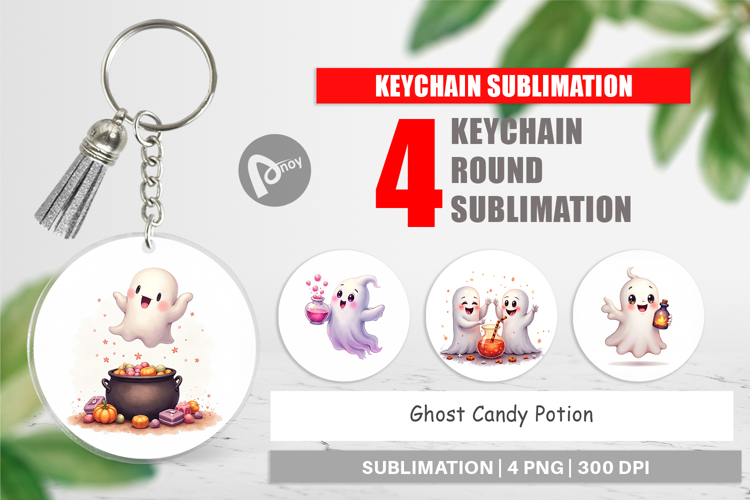 Keychain Watercolor Ghost Candy Potion