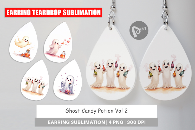 Earring Watercolor Ghost Candy Potion