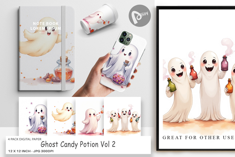 Digital Paper Watercolor Ghost Candy Potion