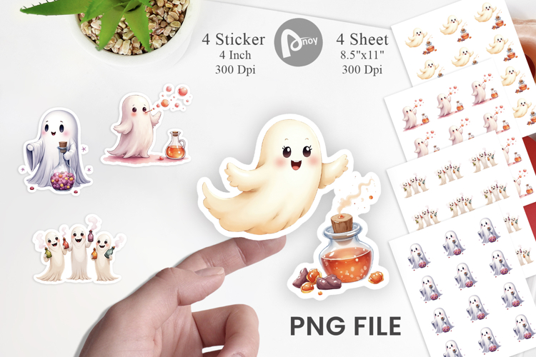 Sticker Watercolor Ghost Candy Potion