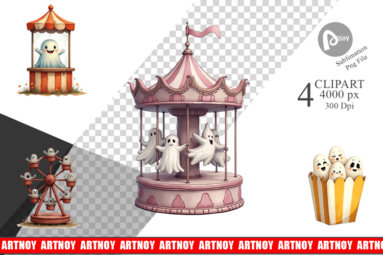 Ghost Carnival Toys Clipart