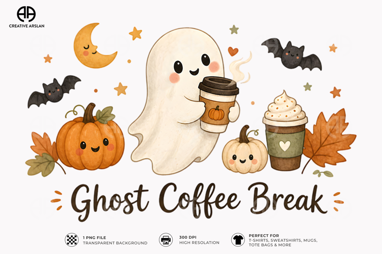 Ghost Coffee Break PNG | Funny Halloween T-Shirt Design