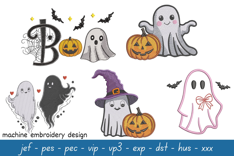 Cute Ghosts Embroidery Design - Machine Embroidery Patterns