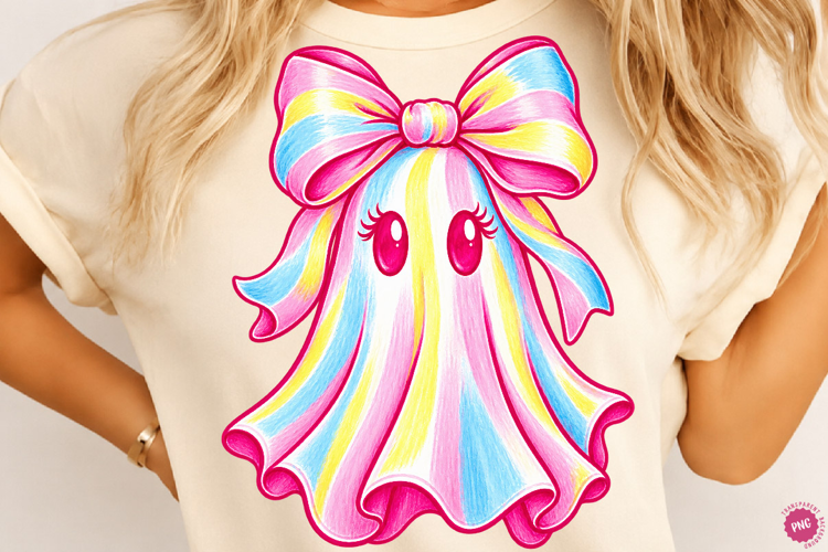 Preppy Pink Ghost Png, Halloween Ghost Coquette Png