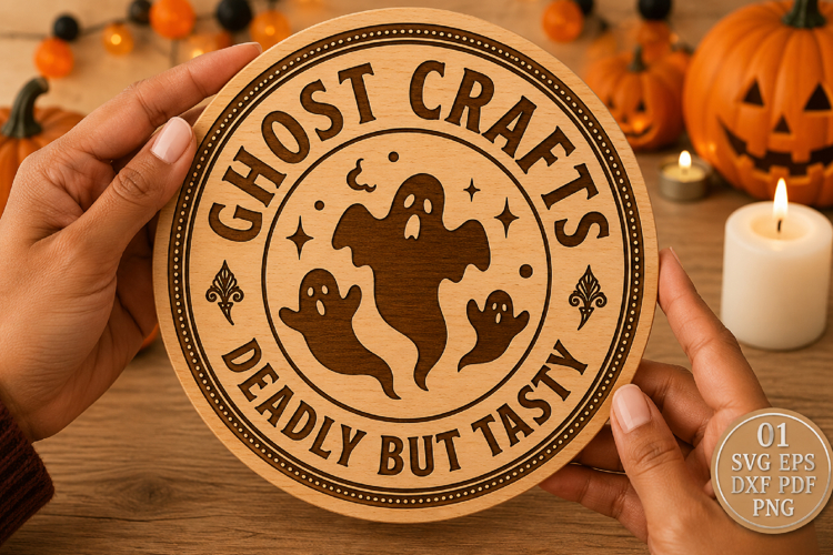 Ghost Crafts Deadly But Tasty SVG, Halloween Round Sign