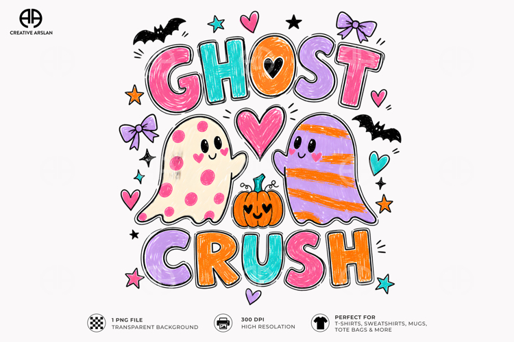 Ghost Heart Crush Clipart PNG - Cute Ghost Halloween Shirt