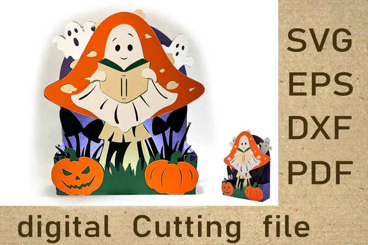 Cute Halloween Ghost 3D Shadow Box SVG Cutting File