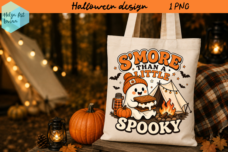 Ghost Camping, Funny Halloween ClipArt PNG example image 1