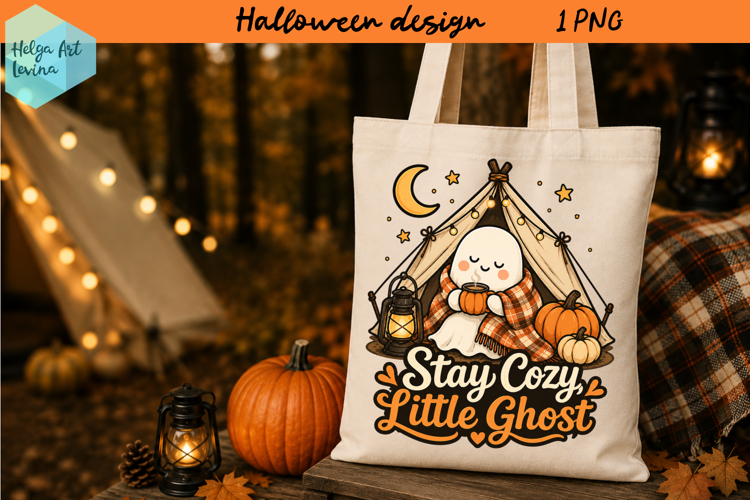 Ghost Camping, Funny Halloween ClipArt PNG example image 1