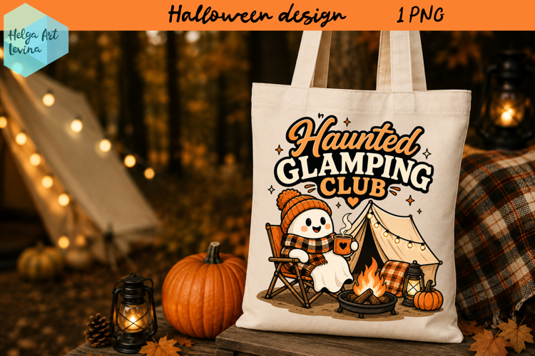 Ghost Camping, Funny Halloween ClipArt PNG