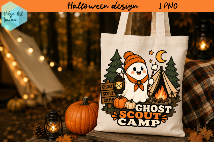 Ghost Camping, Funny Halloween ClipArt PNG